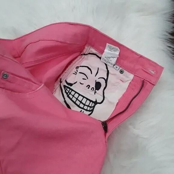 NWT Cheap Monday High-Rise Shorts Size 24 Second Skin Denim Strawberry Pink - Picture 6 of 10